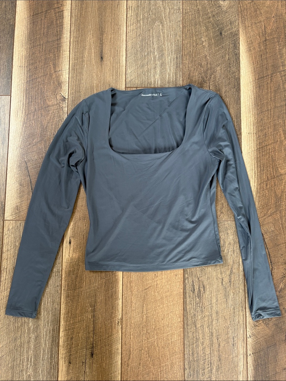 Abercrombie & Fitch Long Sleeve Square Neck Top - Charcoal Gray